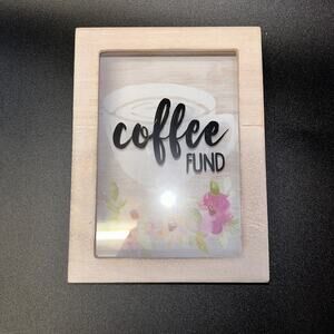 Wooden Coffee Fund Box with Floral Design